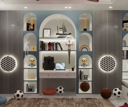 Storage rack interior design area by wonder interior designer design